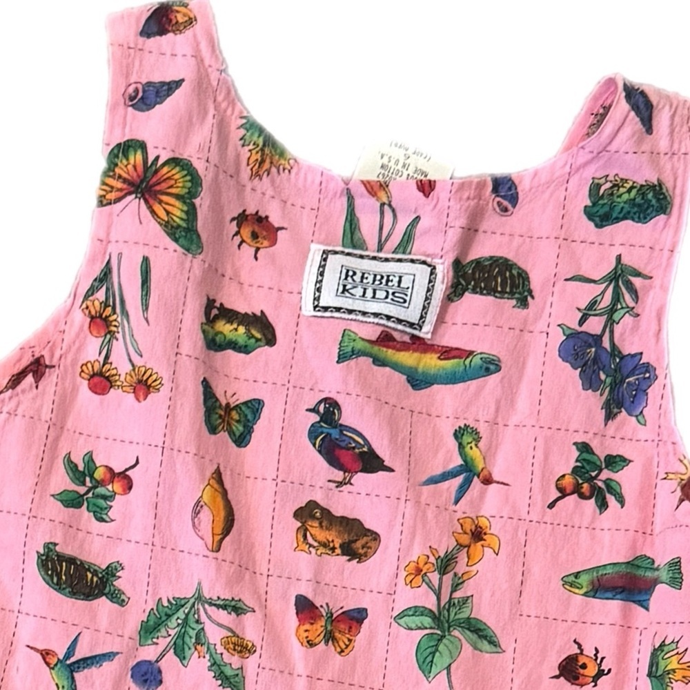 🌸 VINTAGE Rebel Kids Pink Nature Print Dress - Size 6 🌸 - Picture 5 of 5